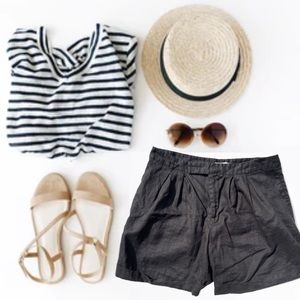 💎Richard Malcolm 100% linen black shorts